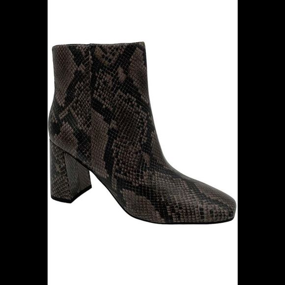 Marc Fisher Leather Ankle Boots Fellie Snake - Medium - Picture 1 of 3
